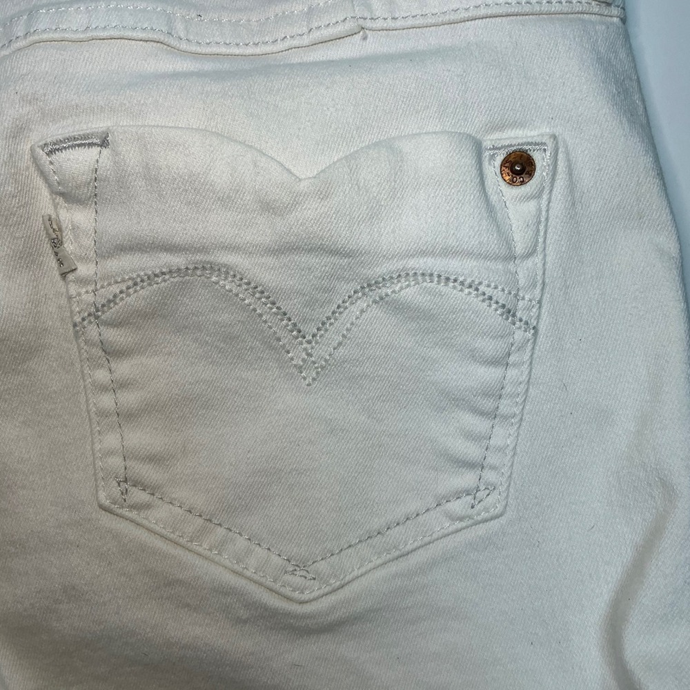 Levis Womens White Denim Leggings Skinny Jeans Stretch 30x30 Cotton Blend - Picture 12 of 12